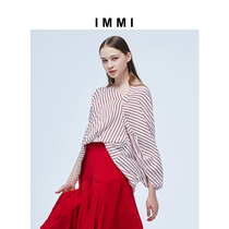(Designer brand IMMI) Striped silk drape top 171TP012X