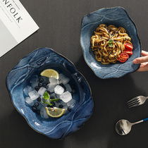 Creative ceramic plate soup plate long square fruit bucket lace shaped kiln deep plate wave mouth restaurant hotel tableware