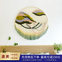 (Oasis) that one hanging original hand woven round tapestry wall-mounted decorative painting bed and breakfast decorative shading meter box
