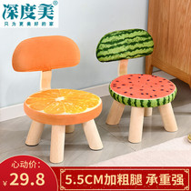 Children Adult Cloth Art Solid Wood Backrest Small Stool Fruit Creativity Home Living Room Changing Shoes Little Short Stool Round Bench Chair