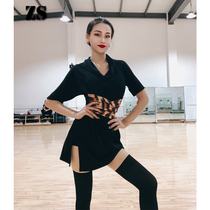 LATIN DANCE PRACTICE DRESS BAO WEN BELT Short sleeve SPLIT PRACTICE DANCE LOOSE MEAT COVER ALL-IN-ONE DRESS L246