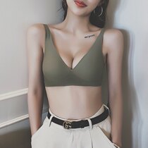 One-piece incognito underwear Womens thin summer rimless small chest gathered sub-breast anti-sagging upper and lower moving bra