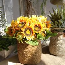  Simulation bouquet sunflower sun flower dance props Indoor home living room dried flower decoration fake flower silk flower ornaments