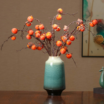 High simulation Persimmon fake flower dried flower red fruit rich Vase ornaments floral bouquet Chinese decorative dining table home