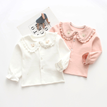 Girls shirt baby autumn clothes base shirt Princess top white baby doll shirt T-shirt long sleeve 1-3 years old cardigan
