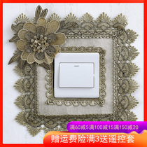 Switch applique home living room European style fabric Decorative Wall Sticking Room Power Home Cover Protective Sleeve Free socket sleeve