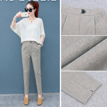 Slim woolen pants women autumn and winter 2021 new womens pants high waist small feet Harlan casual pants thick woolen radish pants