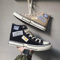 National Tide High Help Canvas Shoes Mens 2020 New Fall Explosive Board Shoes Han Edition Couple Tide Shoes Graffiti 100 Hitch Shoes