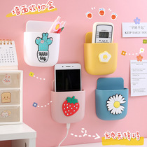 Cute ins remote control containing box cartoon headboard mobile phone rack stationery makeup brush wall upper wall-mounted shelve