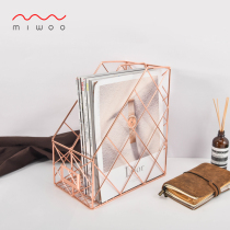Creative ins Nordic metal grid file rack Data frame Office desktop newspaper rack Gold storage basket