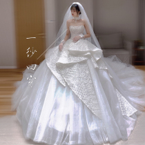 Main wedding dress 2020 new bride tailing temperament more Wear covering thick arm small man-mortal dream winter