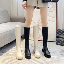 Long boots womens 2022 autumn and winter new style but the knee height increased small knight high boots white boots
