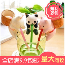 New thirsty thirsty suction mini creative small planting animal tail absorbent plant Pet ceramic office gift