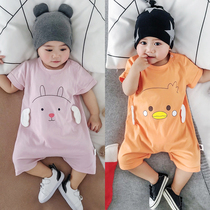 Baby cute clothes summer newborn onesie 6 cotton short-sleeved rompers go out 0-3 months baby summer clothes