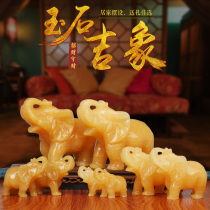 Topaz elephant ornaments A pair of elephants suck wealth Jade elephant wine cabinet entrance handicraft shop opening gift