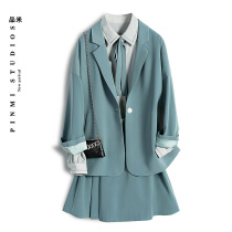 Casual loose green suit dress two-piece small man coat female spring and autumn 2021 New Korean version of temperament