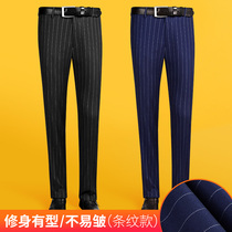 Summer mens trousers striped vertical strip slim black suit mens pants business casual trousers suit