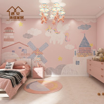 Fashion bamboo and wood fiber integrated wallboard Childrens room bedroom pink pony wallboard Cartoon hot air balloon background board