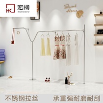 Clothing store wall wall display rack side hanging display shelf mens and womens childrens clothing hanger silver stainless steel frame