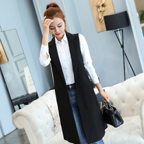 Suit vest female summer long Korean version of waistcoat 2021 New Joker vest wearing tramp jacket