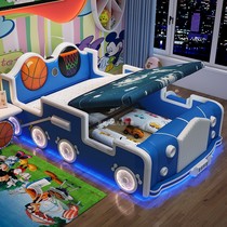 New childrens car bed 1 2m Boy single solid wood storage bed 1 5m Girl Princess Multifunctional leather bed