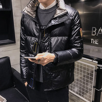 Shiny down jacket mens autumn and winter thickened jacket short 2021 new fashion handsome winter fashion brand mens clothing