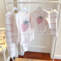Good night KK autumn and winter New soft cotton cute pink Big Strawberry home clothes parent-child pajamas set