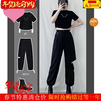 Want to break the hole overalls female ins tide female summer thin section small man 150 police hole overalls female black bundle