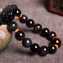 Obsidian bracelet with Tigers Eye Stone mens and womens Zodiac dragon snake Sage virtuous Bodhisattva guardian god born Buddha