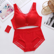 Net reddish This life of the year Great red Breasted Underwear Lady Thin bra suit No steel ring to gather anti-walking light big