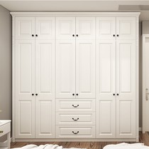 Modern minimalist European open door wardrobe American light luxury bedroom four five six door assembly overall white wardrobe customization