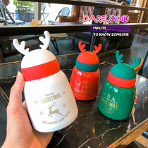 Creative Elk stainless steel thermos cup Male and female students cute cup Small portable Couple Christmas gift water cup