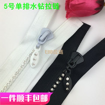 Upscale 5 Number of resin Water Diamond Zip Diamond Zipper ITC Level Diamond Drilling Opening Zipped clothing Clothing Decorative zipper
