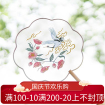 Ancient style fan embroidery Group fan childrens Hanfu accessories Chinese style dance classical costume court tassel round fan