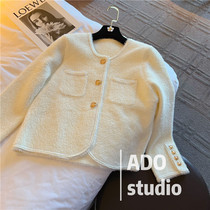 Imitation mink fluff jacket woman 2022 Spring and autumn small scented wind weaving rough flowers what about a short 100 hitchhiking jacket woman