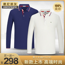 Deni friends spring and autumn new young and middle-aged mens high-end T-shirt business casual POLO shirt long-sleeved base shirt