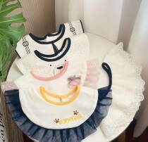 MMKIDS magic little meow newborn baby baby saliva towel waterproof round beak cute cartoon bib pure cotton