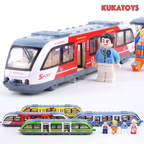 Alloy simulation subway light rail train model train train sound and light return voice voice children toy boy gift