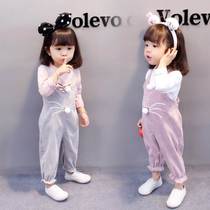 Little girl with pants baby girl spring and summer 1 fashionable 3 cute foreign style 2 Korean version 0-year-old female treasure suit tide clothes