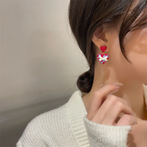 s925 Silver Spring and Summer Butterfly - tide Red Love ear in 2022 new tide niche design senior earrings