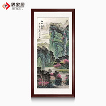 World Home Pure Hand Plotter Painting Water Ink Painting Vertical version Xuanguan hanging painting Chinese landscape fine water long stream decoration painting