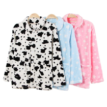 Autumn-winter Adults Home Clothing Long Sleeve Blouse Thickened Flannel Loose Pyjamas Top plush Coral Fleece suede