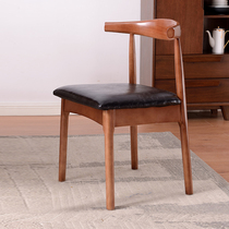 Solid wood dining chair home desk chair Net red horn chair simple modern dining table chair stool backrest restaurant chair