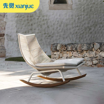 Rocking chair Nordic high-end outdoor adult leisure chair rattan outdoor single lounge chair balcony home leisure sofa chair
