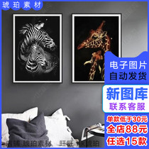 Crystal porcelain high-end series decorative painting zebra giraffe high-end art personality picture gallery frameless hanging painting material