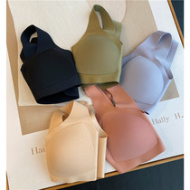 Light luxury 9D yarn non-steel ring integrated non-trace chao light non-binding gathering sweat-absorbing bra solid color underwear women