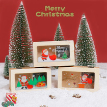 Christmas music box hand-cranked wooden Santa music box creative gift for childrens birthday gift