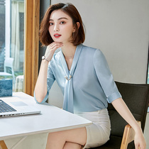 Professional shirt female autumn ol temperament niche Korean fashion foreign style top with chiffon shirt design feel summer