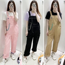 MINI CREAM telephone line Decorative Casual Braces Long Pants Woman Spring Summer Little Awkward Girl IT