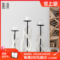 Jingquan Thailand imported Southeast Asian creative wood carving antler candle holder ornament home soft dining table decorations